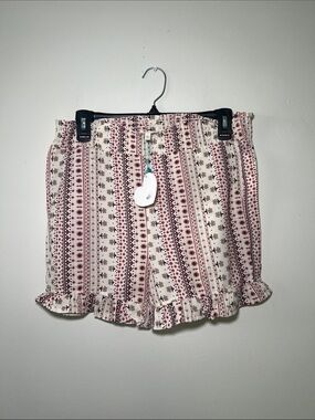 Hayden Girls Cream Printed Ruffle Hem Shorts